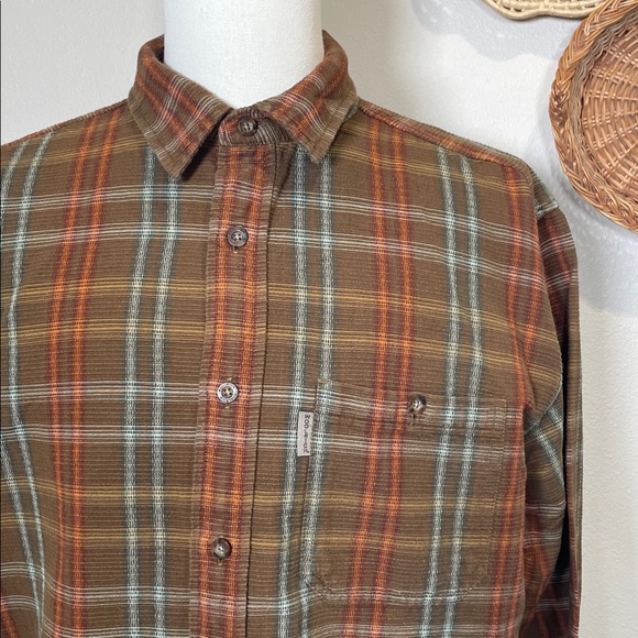 Woolrich Other - Mens Woolrich Cotton Outdoors Striped Button Up Brown Blue Orange Size X-Large